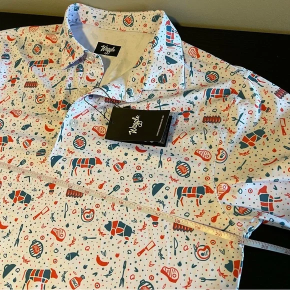 Waggle Men’s 4th of July BBQ Patriotic Polo Shirt Large NWT - Picture 8 of 9